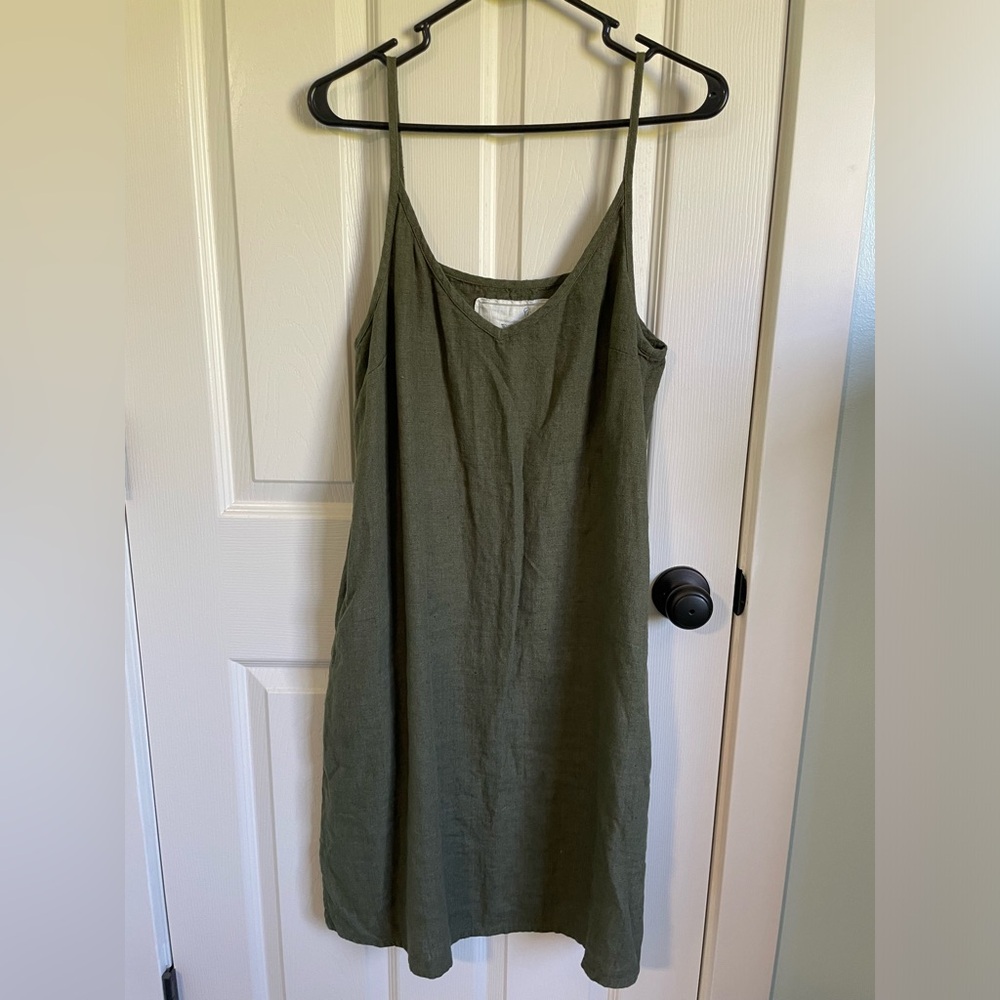 Langley Slip Dress in Moss made by “not Perfect Linen”